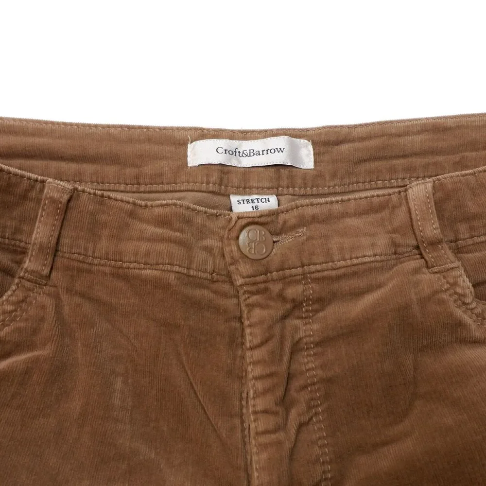 Croft & Barrow Corduroy Straight Pants Size 16 Womens Brown Stretch 36 x 28.5 - Picture 3 of 10